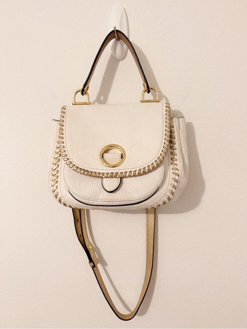 Michael Kors Isadore Medium Top Handle Messenger Summer White Satchel Bag